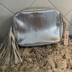 Victoria’s Secret Purse, Silver with gold chain